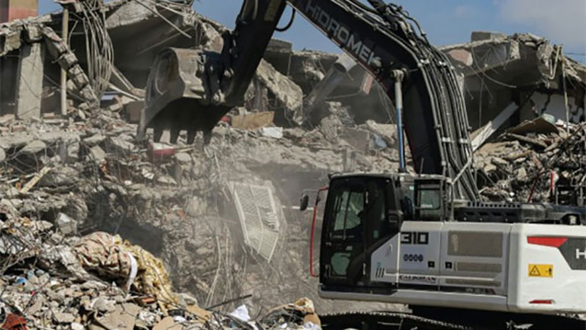 Rubble after earthquake in Turkey