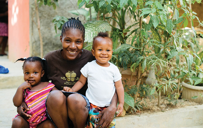 A mother and two children